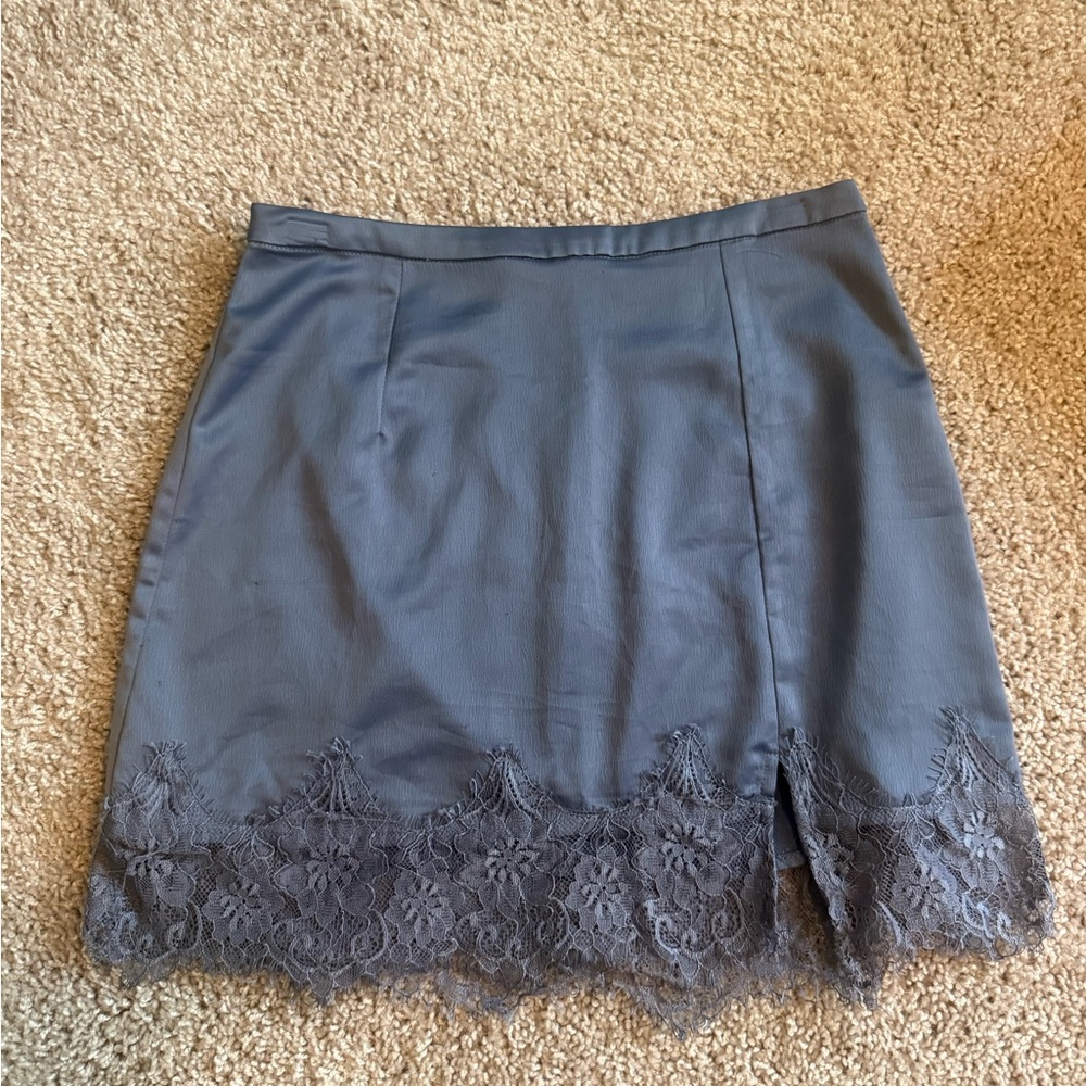 Urban Outfitters Charcoal Gray Lace-Trim Mini Skirt